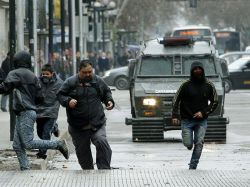 El primer día de paro general en Chile