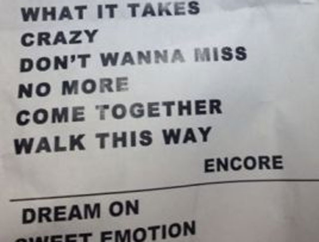 Ésta es la lista de temas que tocará Aerosmith Ésta es la lista de temas que tocará Aerosmith