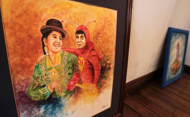 Artistas bolivianos homenajean a "Chespirito". EFE.