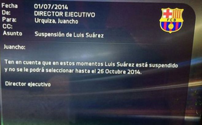Lo que faltaba: Suárez también suspendido por el FIFA 15