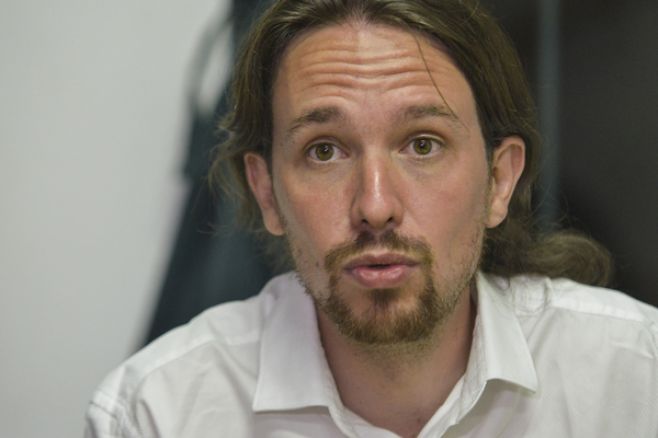 Pablo Iglesias, dirigente de la formacin poltica espaola PODEMOS, durante la conferencia de prensa en CADESYC.. Santiago Mazzarovich/adhocFotos
