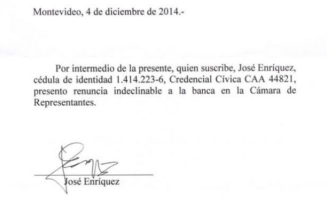 Lista 711 aclaró que no hizo efectiva renuncia de José Enríquez