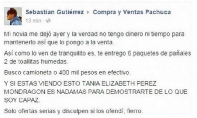 Vende a su hijo por US$26.000 o lo permuta por una camioneta