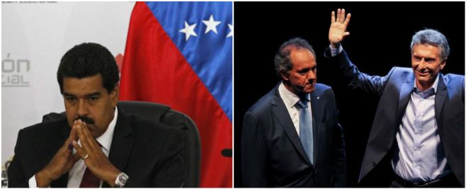 Maduro, Scioli y Macri. 