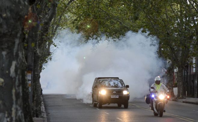 Así fue la primera fumigación masiva en Montevideo. Santiago Mazzarovich/Adhocfotos