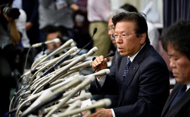 El presidente de la compaa, Tetsuro Aikawa, en una rueda de prensa en Tokio.. EFE
