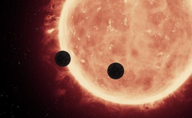 Recreacin del trnsito de planetas frente a la estrella Trappist-1. La Nasa