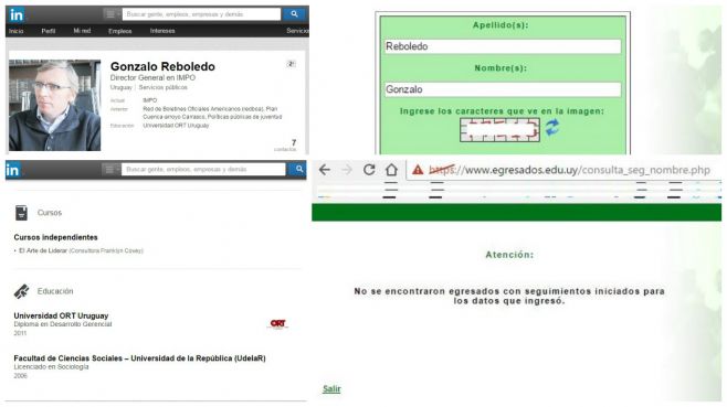 Perfil de LinkedIn y buscador www.bedelias.edu.uy de G. Reboledo