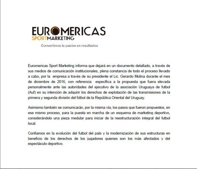Carta de Euromericas sobre la situacin de la propuesta.