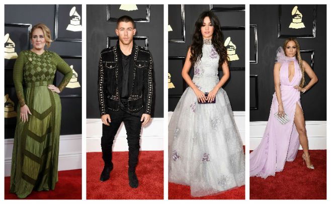 Adele con un vestido de Givenchy Alta Costura, Nick Jonas, Camila Cabello y Jennifer Lpez  con un vestido de  Ralph & Russo.