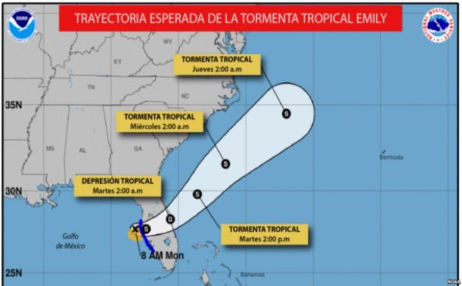 Tormenta tropical Emily se forma cerca de Miami