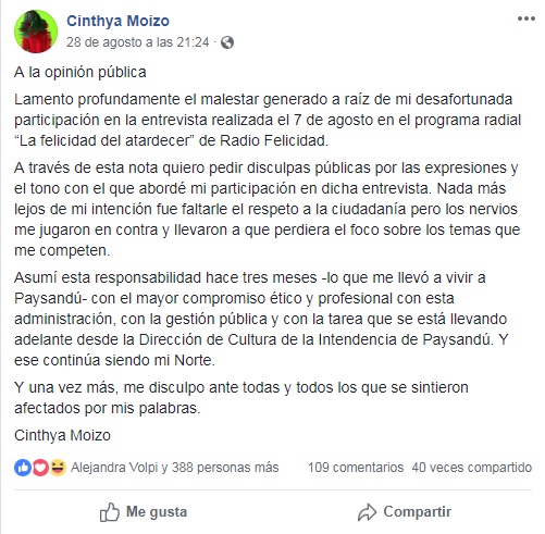 La polémica ignorancia de la directora de Cultura de Paysandú sobre las fechas patrias