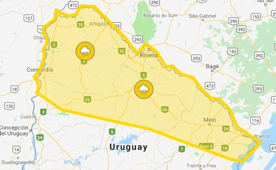 Alerta amarilla para el norte del país por tormentas fuertes